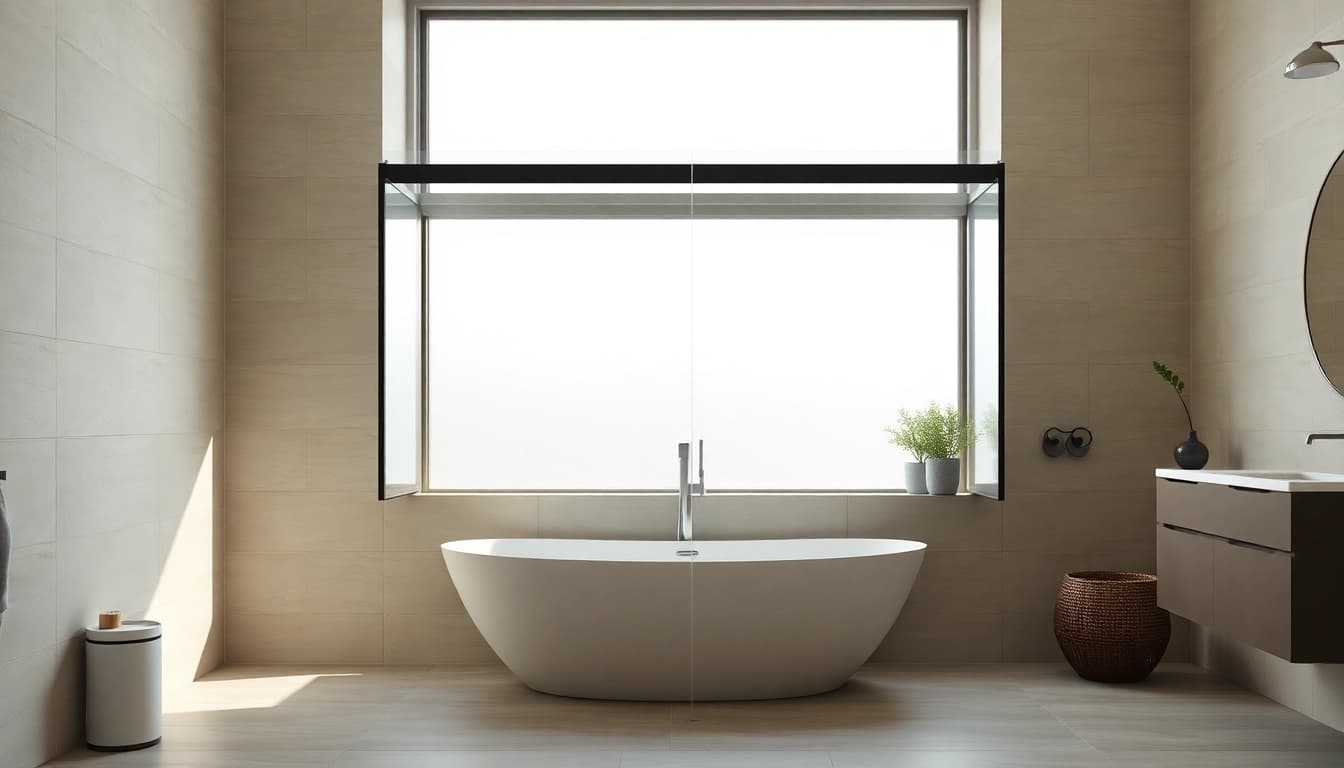 Admirez la paroi de douche 150x200 en verre clair, ajoutant une touche moderne à la salle de bain.