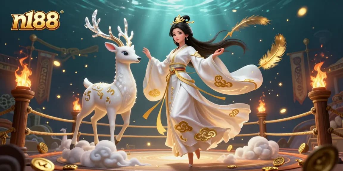 Experience thrilling n188 gaming with captivating visuals of an Asian-themed casino adventure.