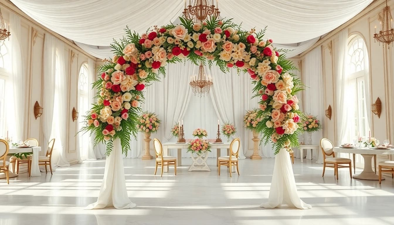 Showcase Wedding Event Space Jacksonville with elegant decor and floral arrangements for a wedding.