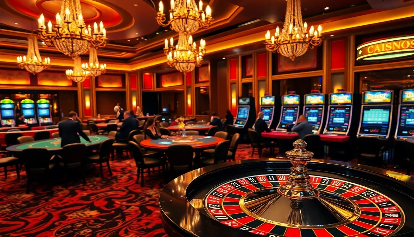 Des joueurs profitant de jeux palpitants au meilleur casino en ligne 2026 dans un cadre luxueux.