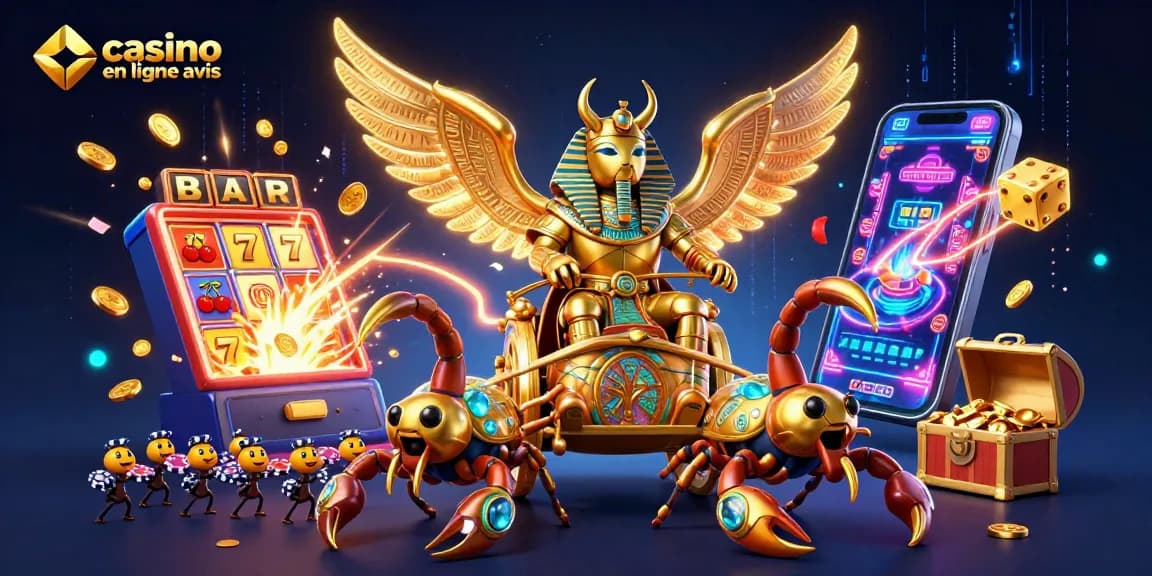 Évaluez les meilleurs casinos en ligne avec des avis authentiques au cœur de l'illustration dynamique.