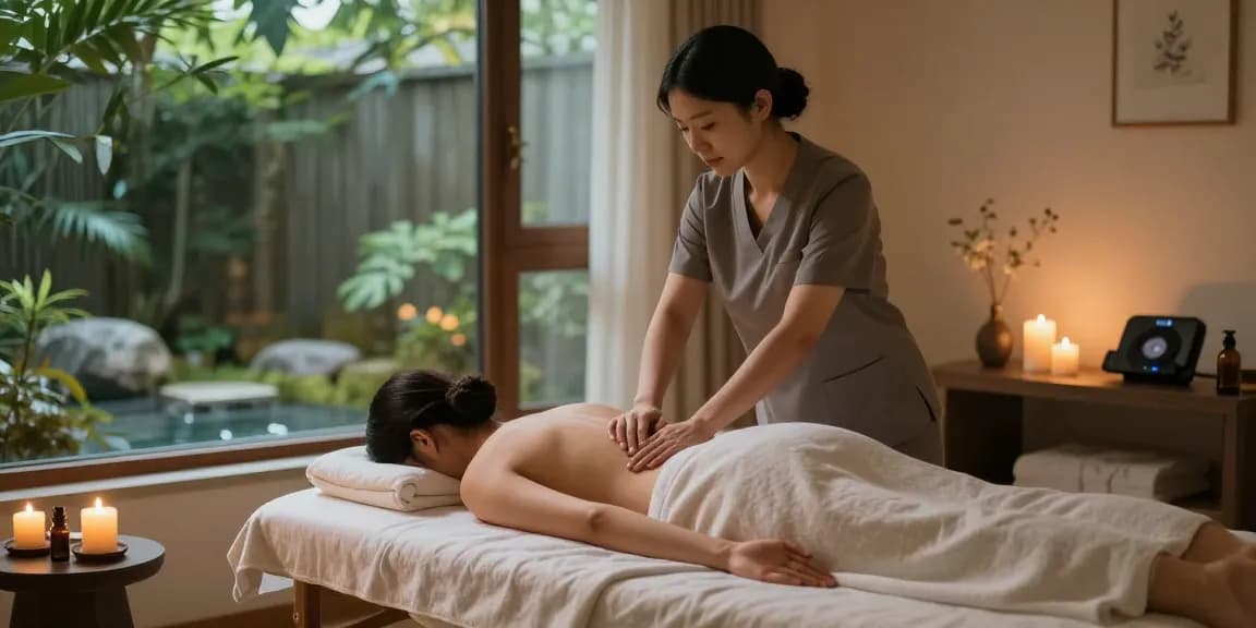 마포스웨디시 massage therapy in a tranquil wellness center with soothing elements.