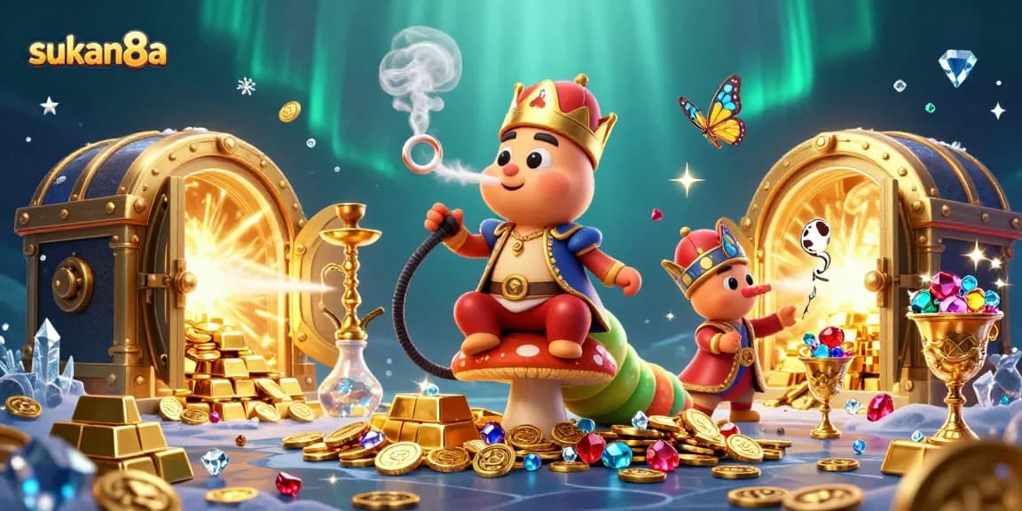 Sukan8a offers thrilling games with a vibrant atmosphere in this immersive 3D casino scene.
