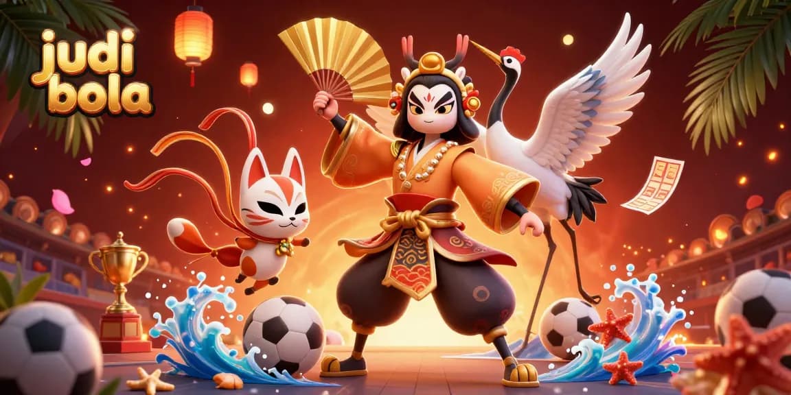 Engage in judi bola action with sports betting elements and dynamic characters in a vivid 3D illustration.