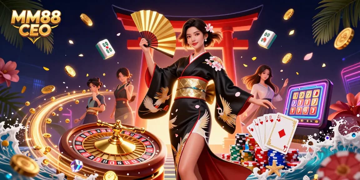 Experience thrilling gameplay with MM88 CEO in an ultra-detailed 3D casino scene filled with excitement and fortune.
