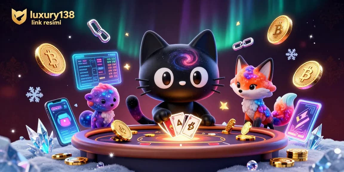 Engage with luxury138 link resmi at a cosmic casino featuring unique characters and cryptocurrency elements.