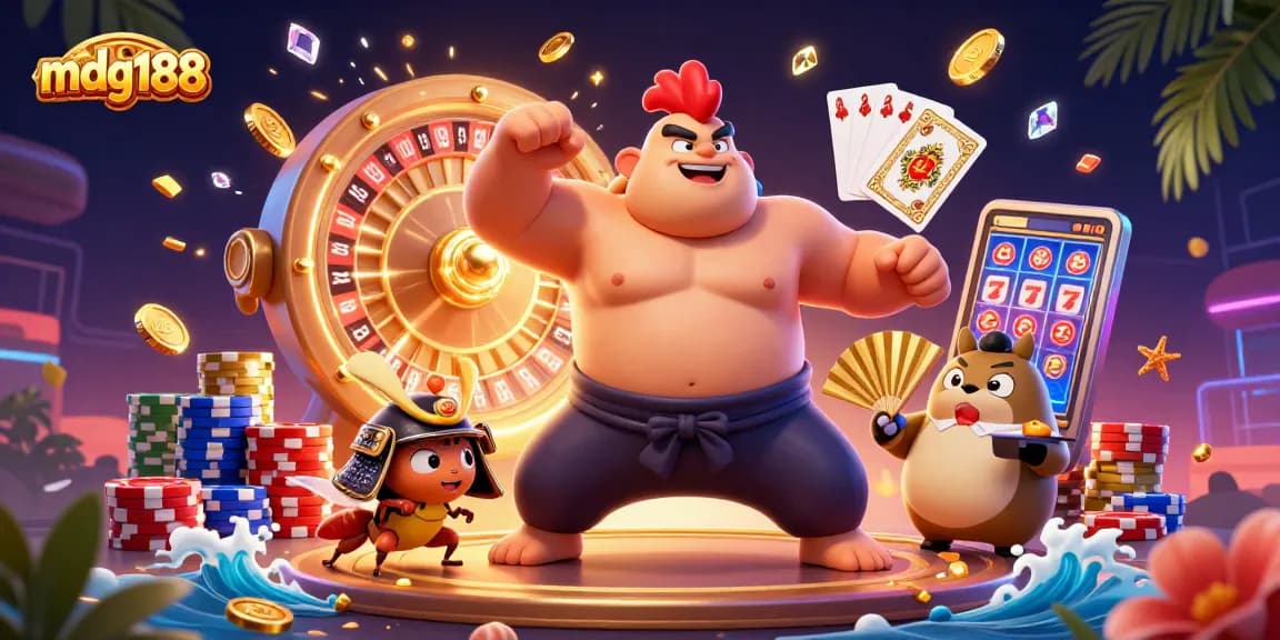 Experience thrilling gameplay with mdg188, showcasing dynamic casino elements and colorful characters.