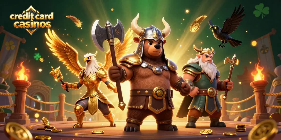 Engage at credit card casinos with a Viking bear and Valkyrie eagle in an epic 3D battle scene.