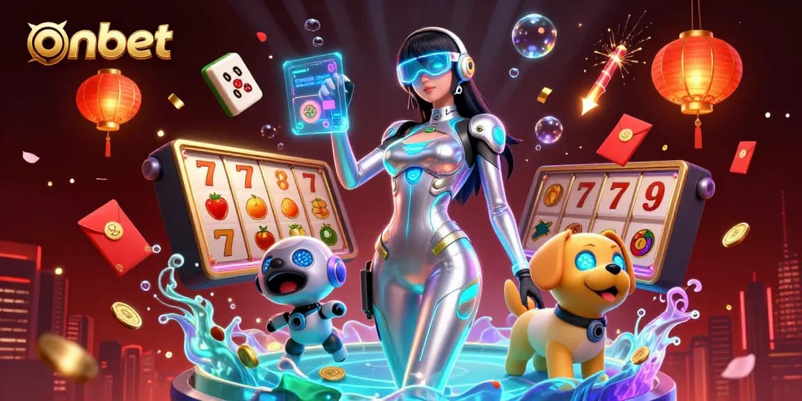 Experience thrilling gaming with onbet in a vibrant 3D casino scene featuring characters and rich game elements.