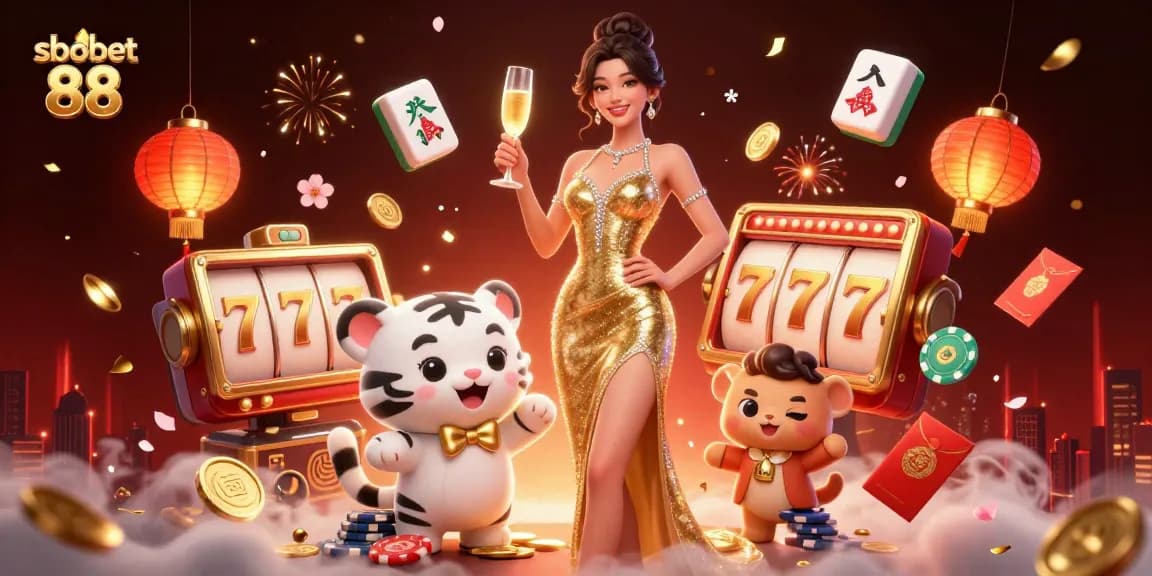 Experience thrilling sbobet 88 gaming surrounded by glamorous elements in a vibrant casino scene.