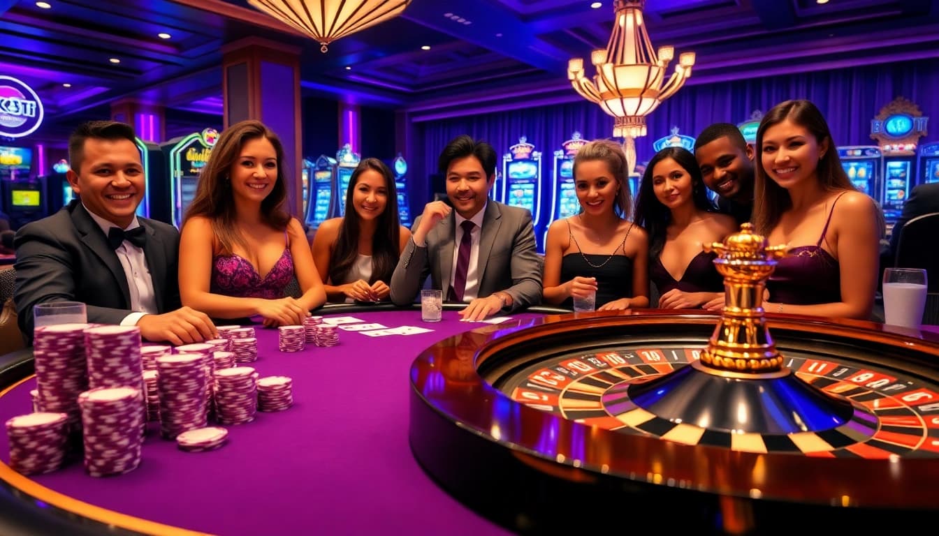 Experience high-stakes excitement at BK8TH with vibrant gaming tables and eager players.