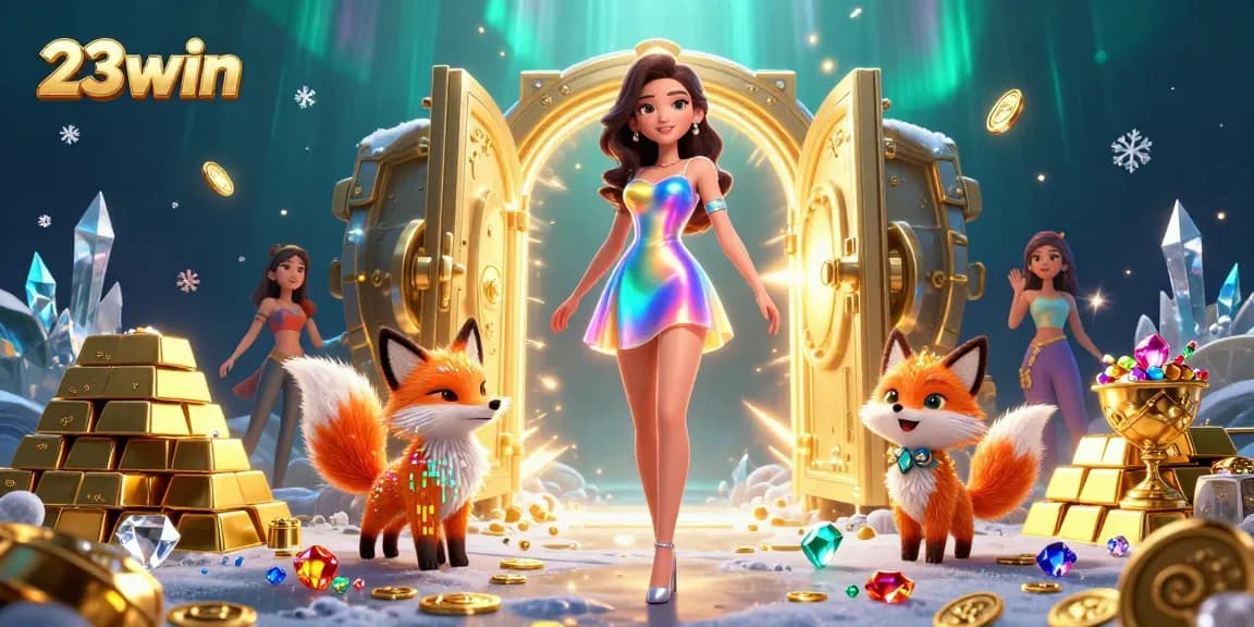 Engage in thrilling games at 23win with vibrant treasure and casino elements