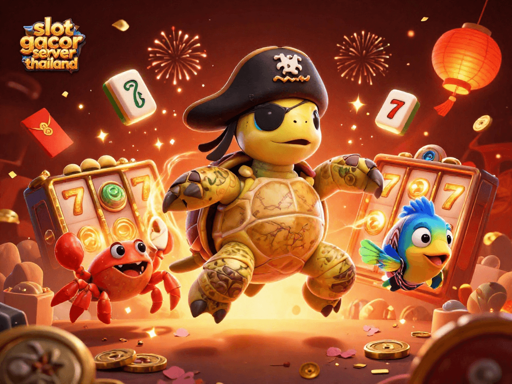 Experience thrilling action with slot gacor server thailand in a vibrant casino-themed 3D illustration.