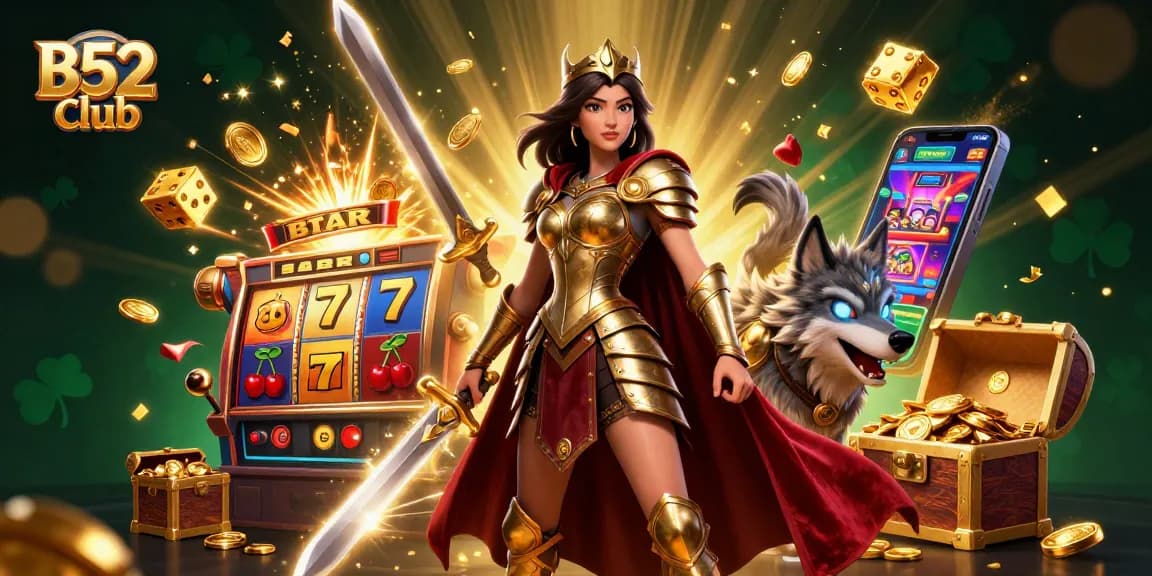 Experience thrilling gameplay with B52club's enchanting 3D scene filled with slot machines and dynamic action.