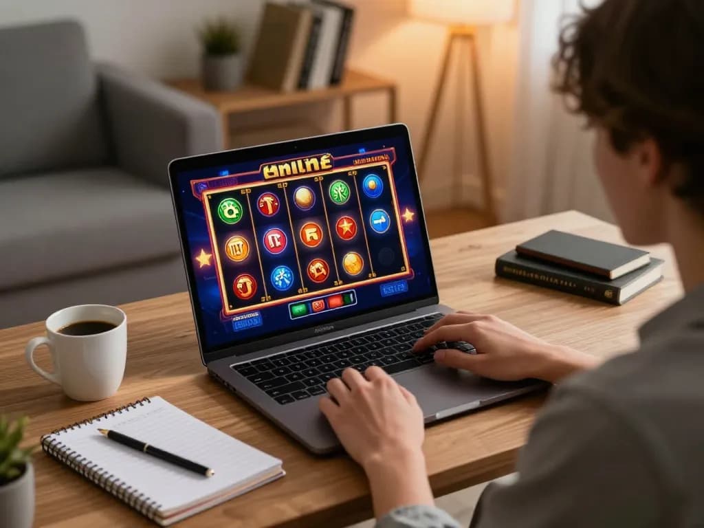 Engaging online slot gaming experience at home with 92slot interface and strategy notes.