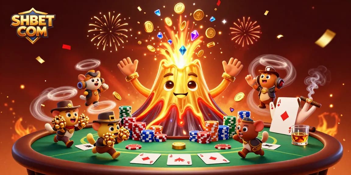 Win big at SHBET COM with thrilling poker adventures featuring a golden volcano and treasure