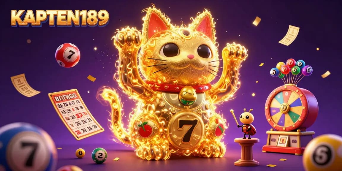 KAPTEN189 menyajikan ilustrasi digital penuh warna yang menggambarkan suasana bermain slot online yang menarik dan beruntung.