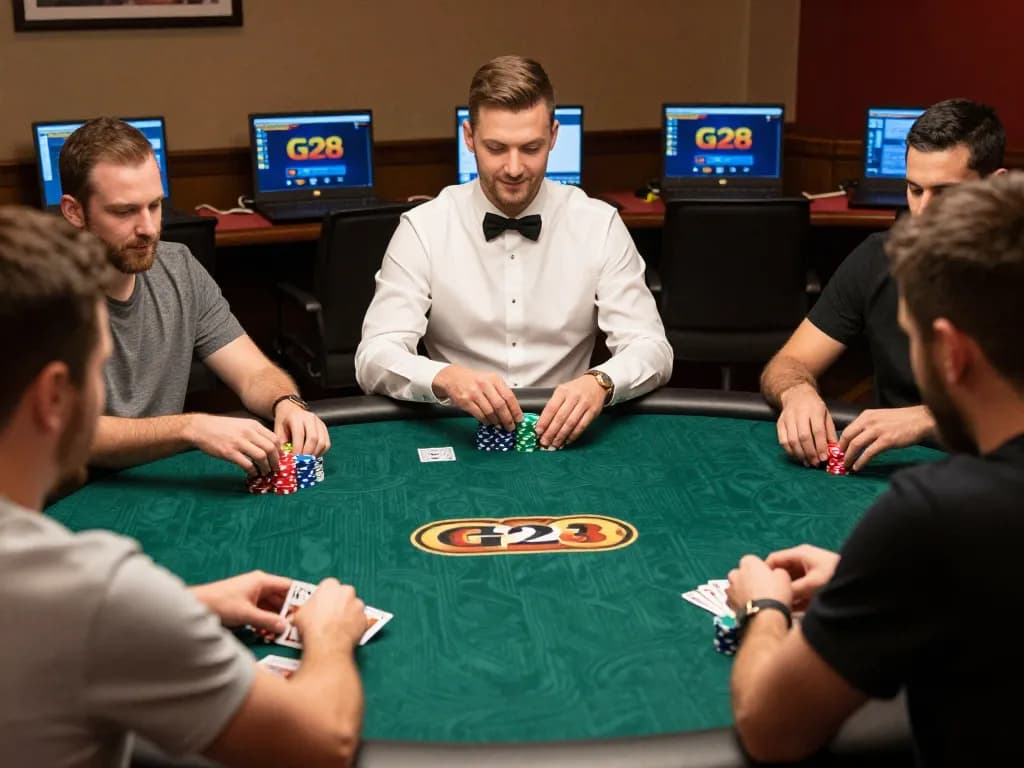 g28 players enjoying strategic poker gameplay at vibrant online casino