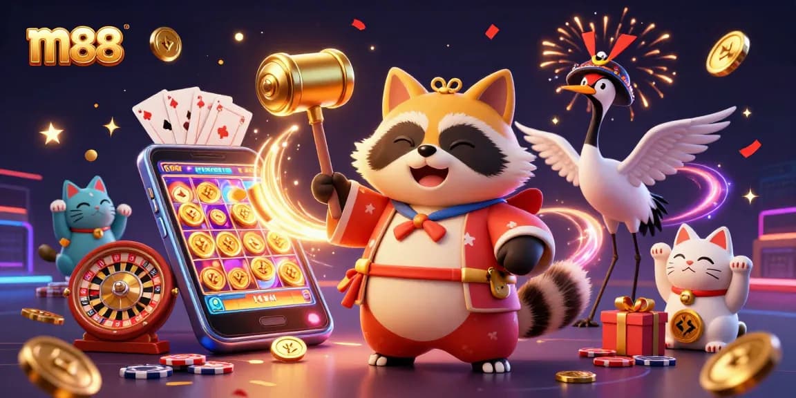 Join the fun at m88 with colorful slot games, lucky characters, and dynamic casino elements.