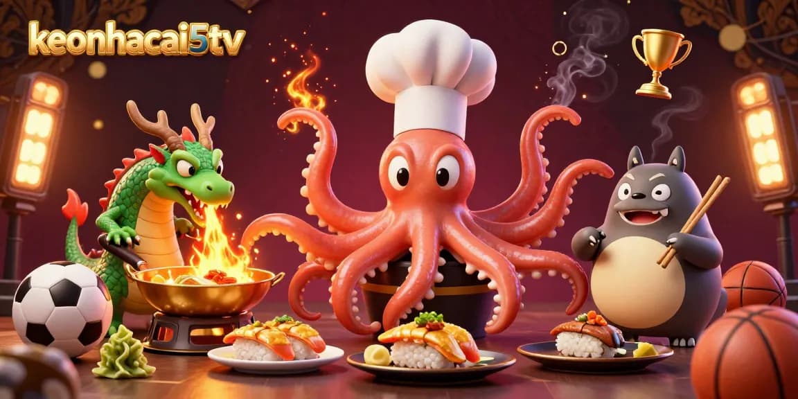 Engage in thrilling sports betting excitement with keonhacai5tv amid vibrant characters and gold-detailed elements.