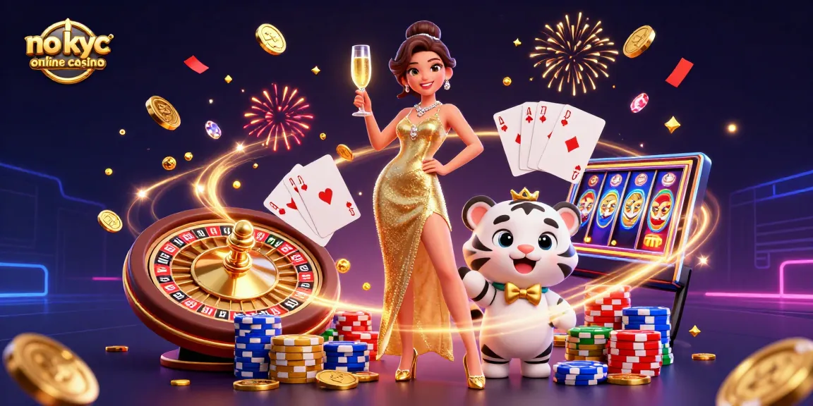 Vivi vincite vibranti in un casinò online no kyc con personaggi glamour ed elementi da casinò.