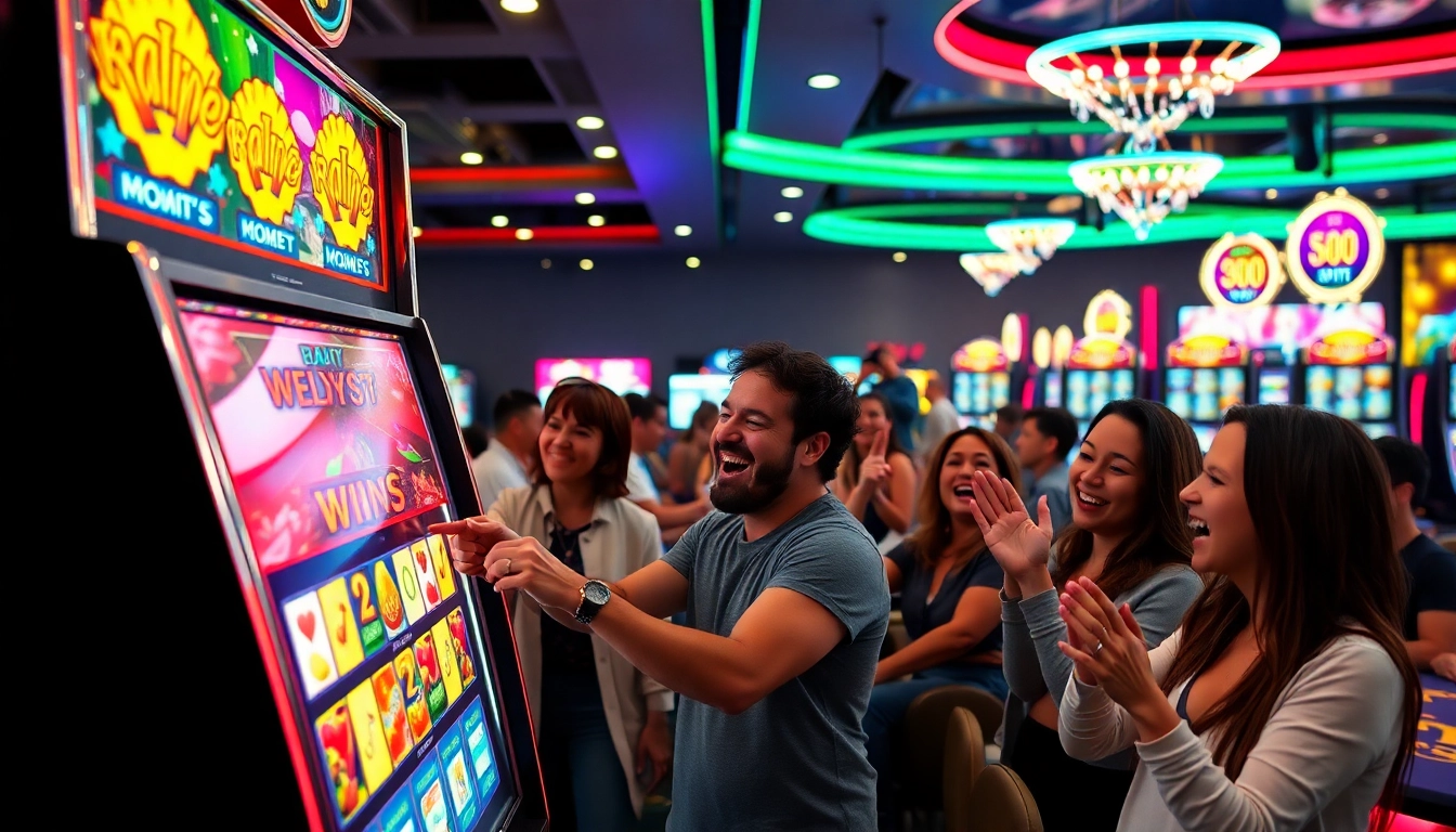 Experience the thrill of as38 slot gacor gampang jackpot as players celebrate wins in a vibrant casino.