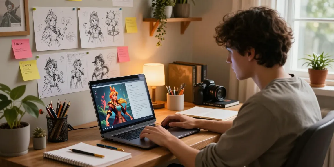 Engaging with Tavern AI in a cozy home office, showcasing character creativity and storytelling.