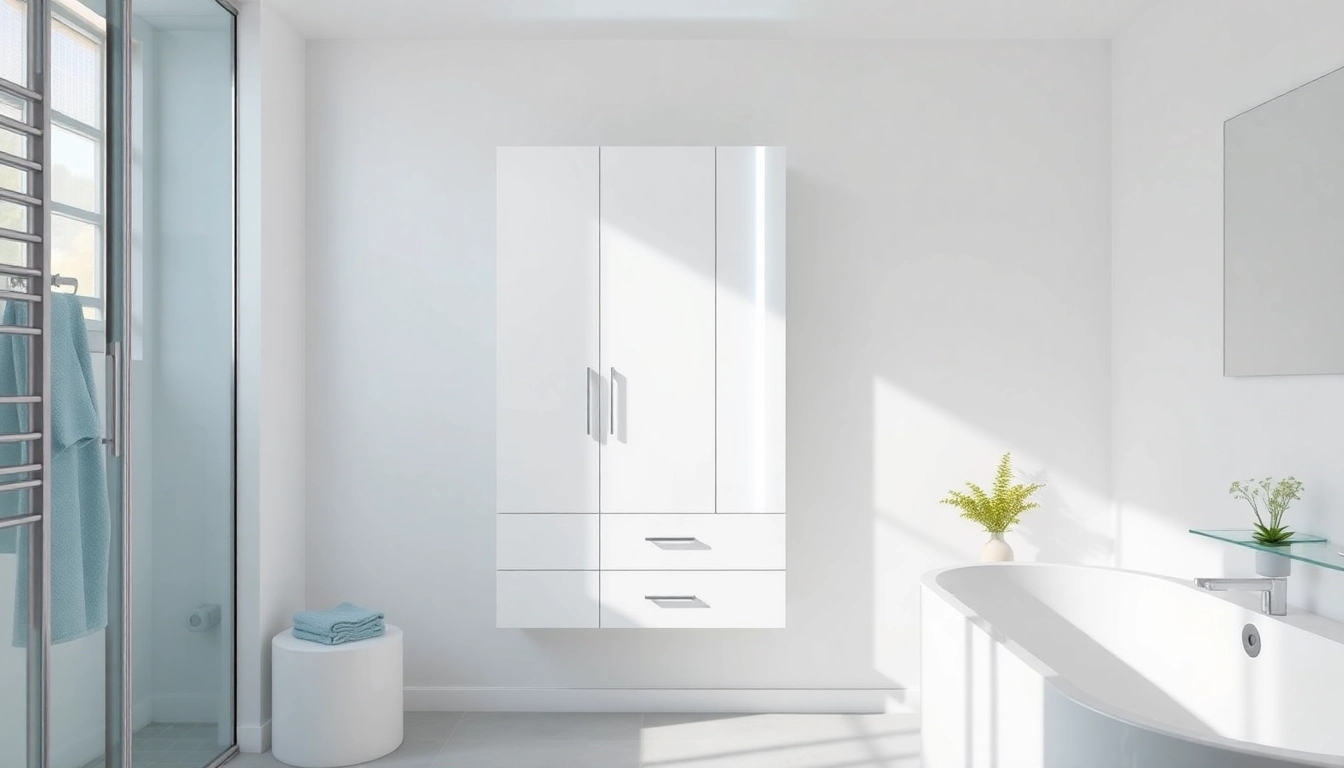 Sonni Spiegelschrank mit LED-Beleuchtung und modernem Design in einem stilvollen Bad.