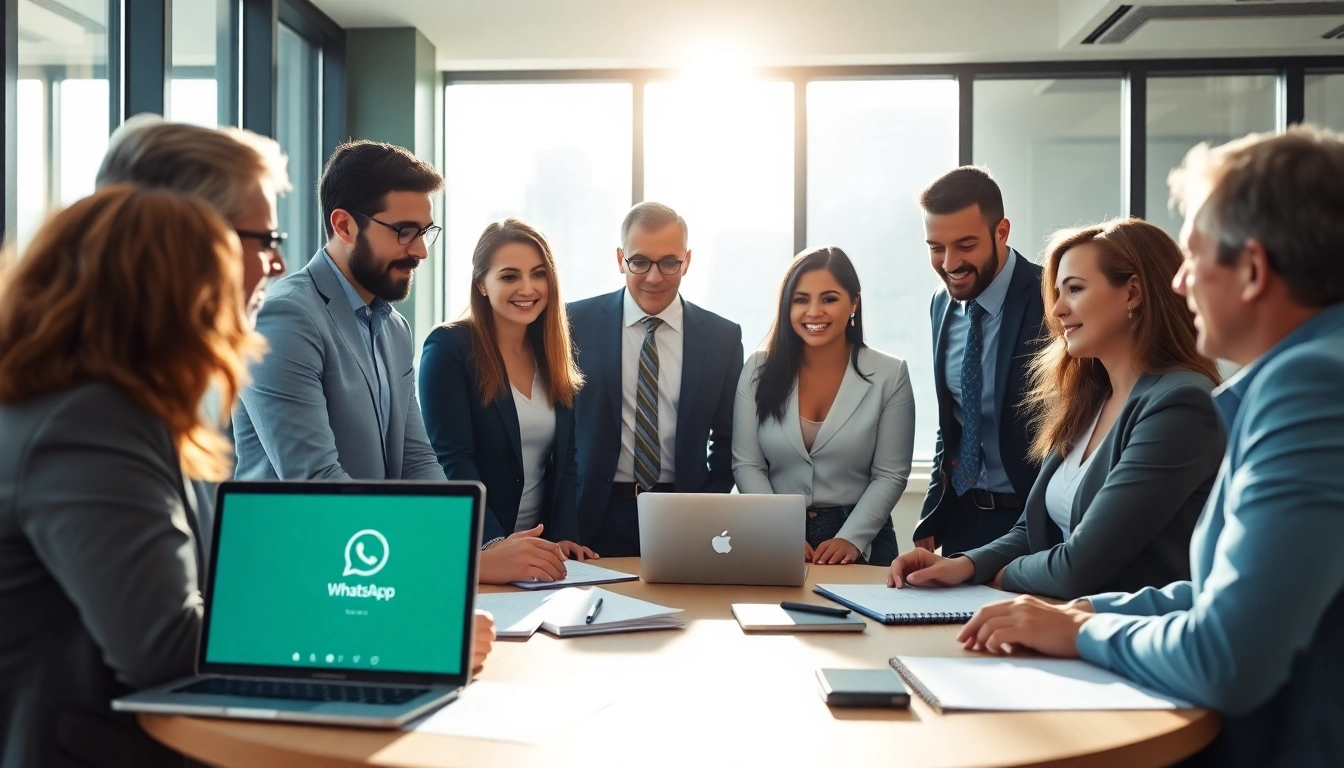 Utilizing WhatsApp Business CRM for business strategy in a modern office setting.