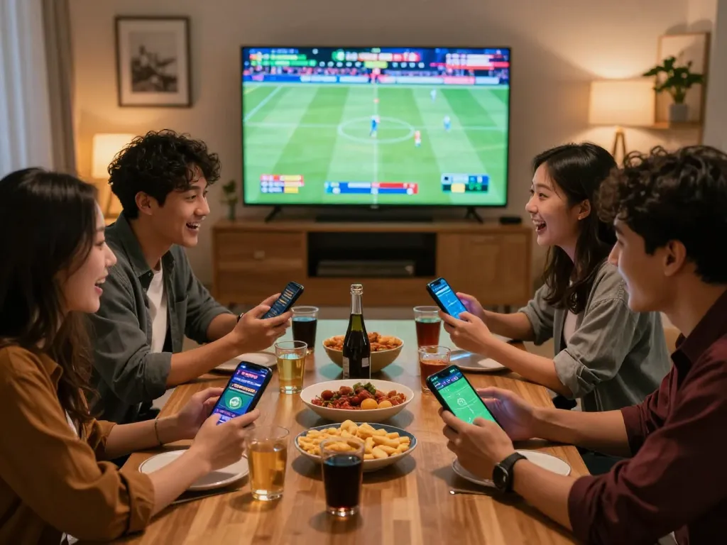 Exciting friends engaged in sports betting at home, experiencing Canada online casinos reddit.