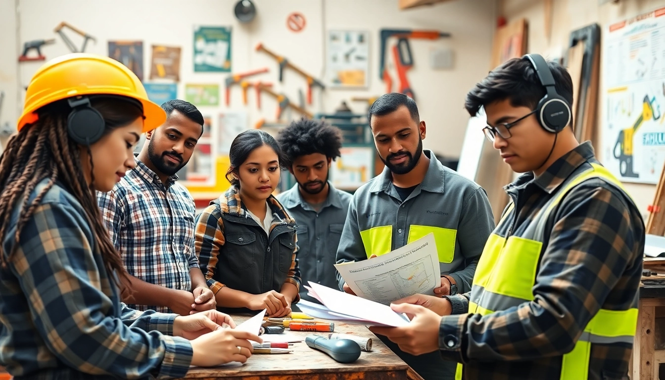Engaging construction apprenticeship training program showcasing diverse learners mastering skills.