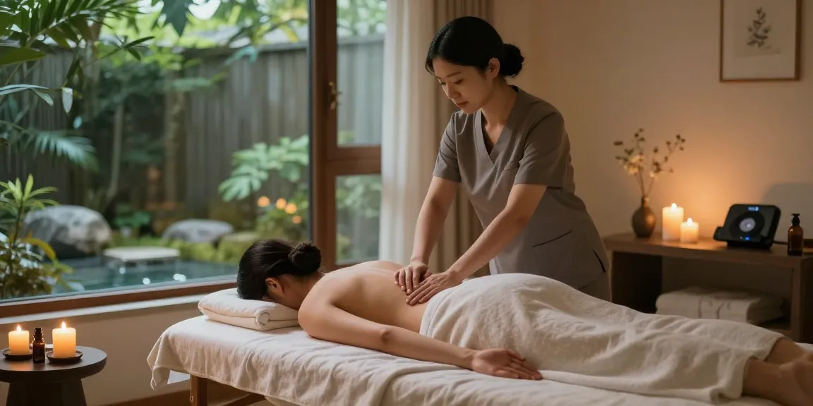 마포스웨디시 massage therapy in a tranquil wellness center with soothing elements.