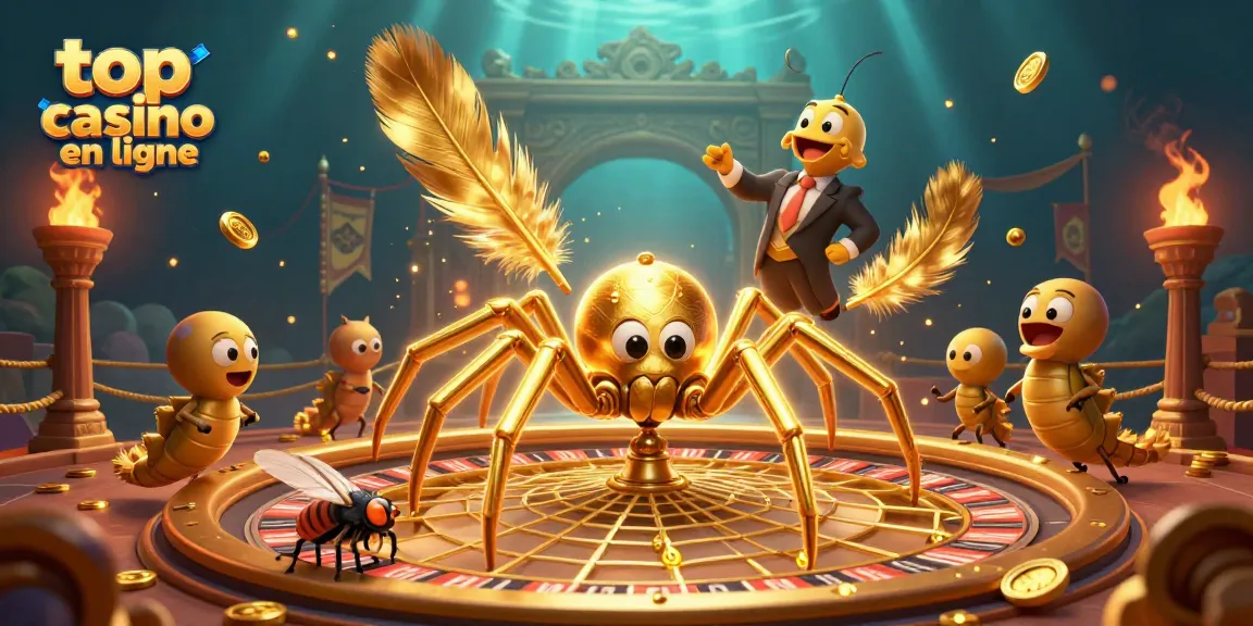 Explorez des jeux sur les meilleurs casinos en ligne avec une araignée dorée à la roulette et des paris palpitants.