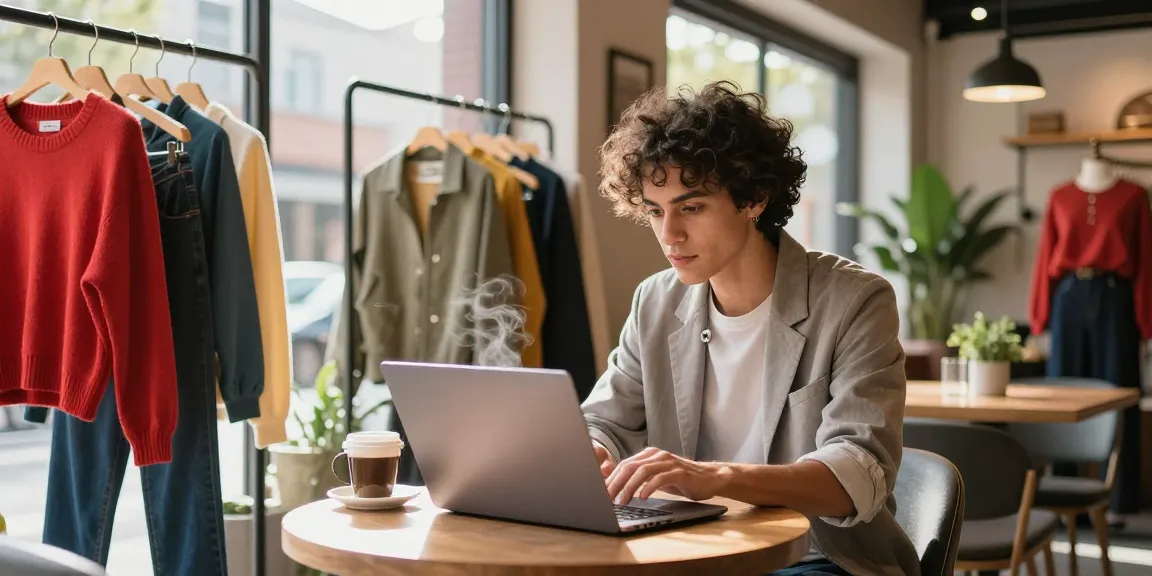 Fashion enthusiast engaging with https://shs-dome5.com/ while enjoying coffee in a stylish cafe.