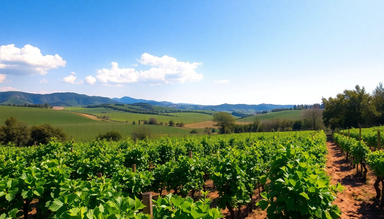 Experience Clarksburg CA weather with bright vineyards under a sunny sky.