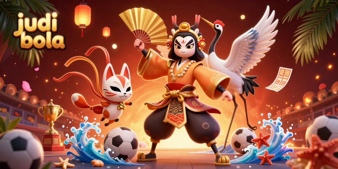 Engage in judi bola action with sports betting elements and dynamic characters in a vivid 3D illustration.