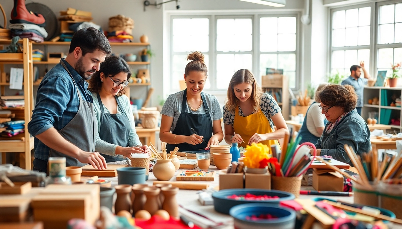 Individuals engaged in a craft trainee program, showcasing creativity and collaboration.