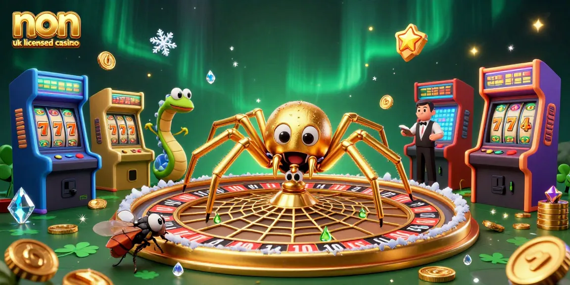 Spin to win at non uk licensed casino with a golden roulette web and charming game elements!