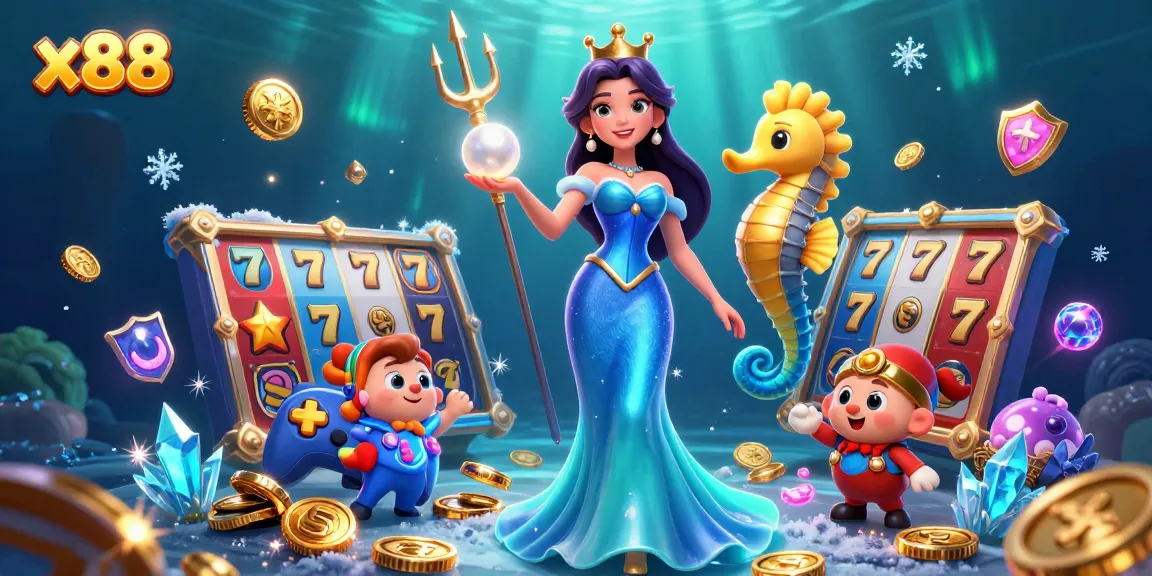 x88 offers a thrilling gambling experience with vibrant slot machines, lively characters, and underwater treasure.