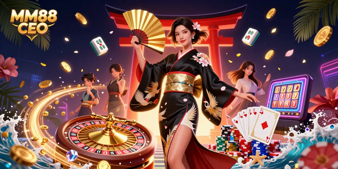 Experience thrilling gameplay with MM88 CEO in an ultra-detailed 3D casino scene filled with excitement and fortune.