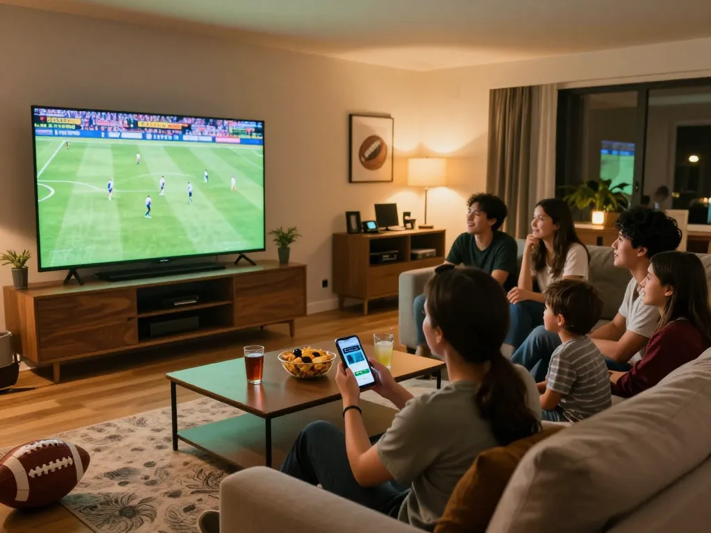 Cakhia TV users engaging in lively sports betting during a football match at home