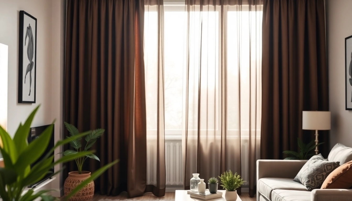 Verduisterende gordijnen in elegante woonkamer, die warmte en stijl uitstralen