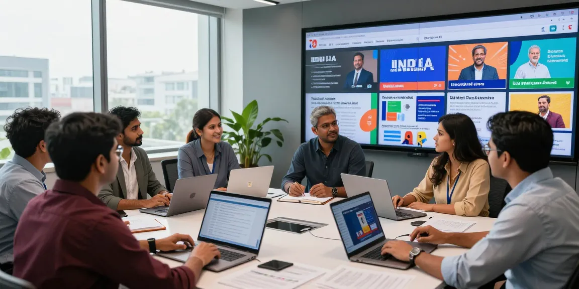 Engaged journalists at https://www.theindaily.com collaborating in a modern newsroom, showcasing the latest Indian news.