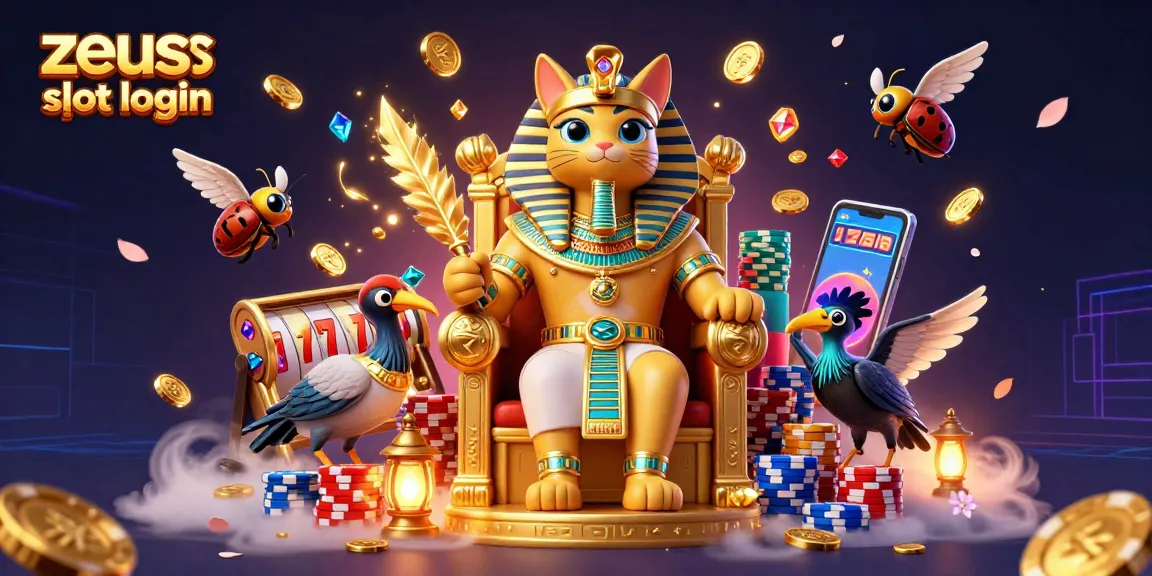 Engage in thrilling gaming action with zeus slot login in a vibrant 3D casino illustration.