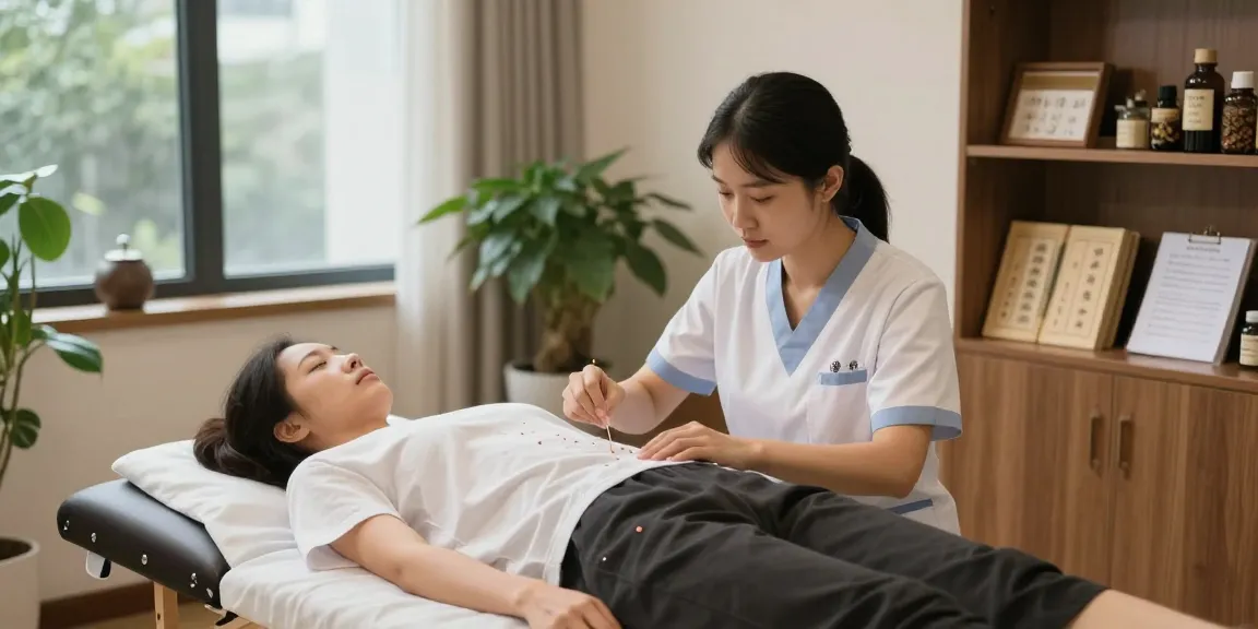 Healing session at 영통한의원 with acupuncture therapy in a tranquil setting.