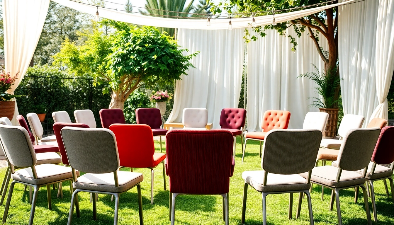 Showcase of Chair Rentals in a beautifully arranged outdoor event setting.