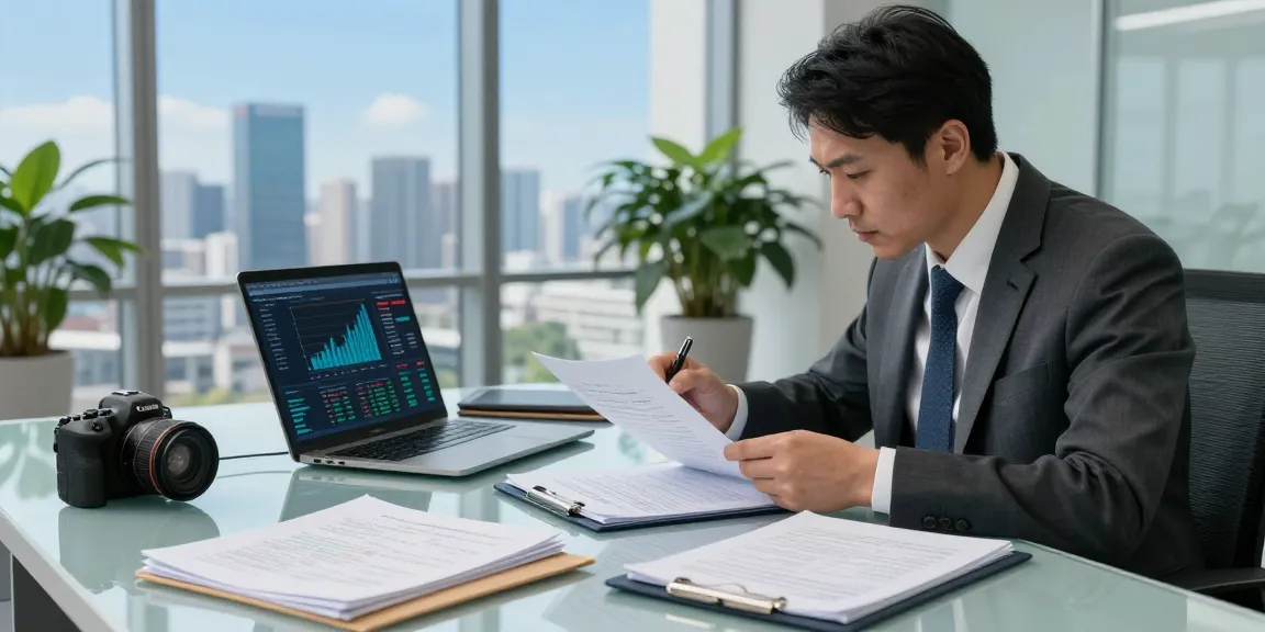 Focused professional conducting asset tracing analysis in an office setting.
