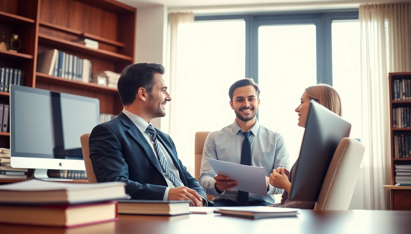 Engaging truck accident attorney Clearwater consulting a client in a bright office setting.