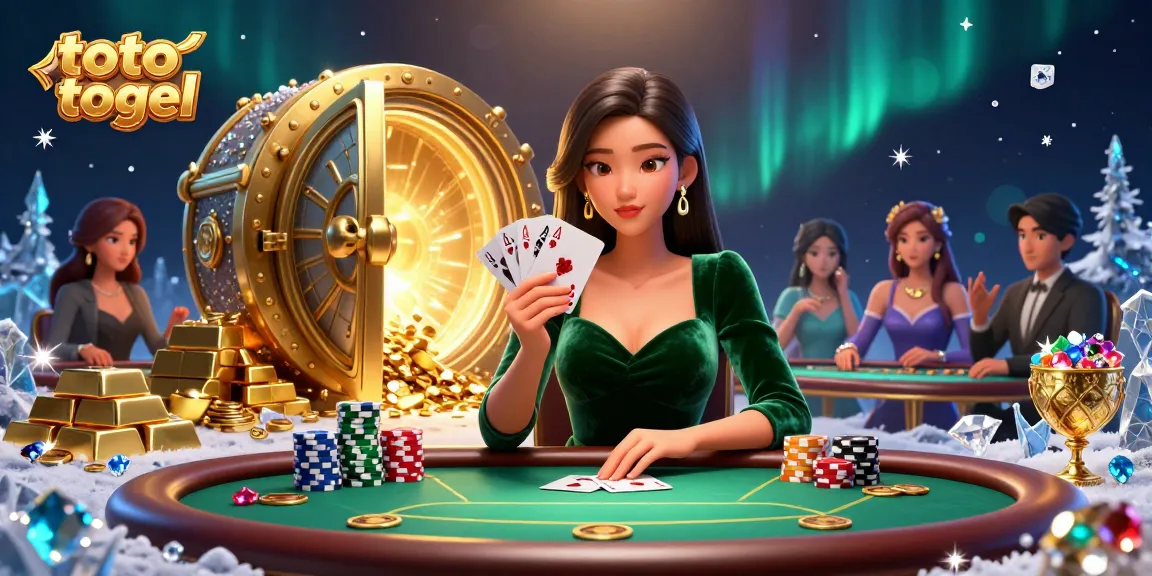 Terlibat dengan toto togel saat pemain merancang strategi di meja poker mewah, dikelilingi oleh harta berkilau.