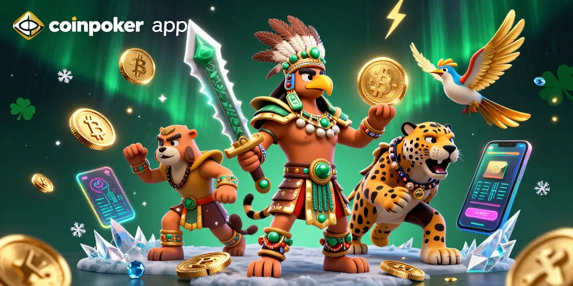 Jouer sur l'application CoinPoker avec des personnages et des éléments de casino dynamiques.